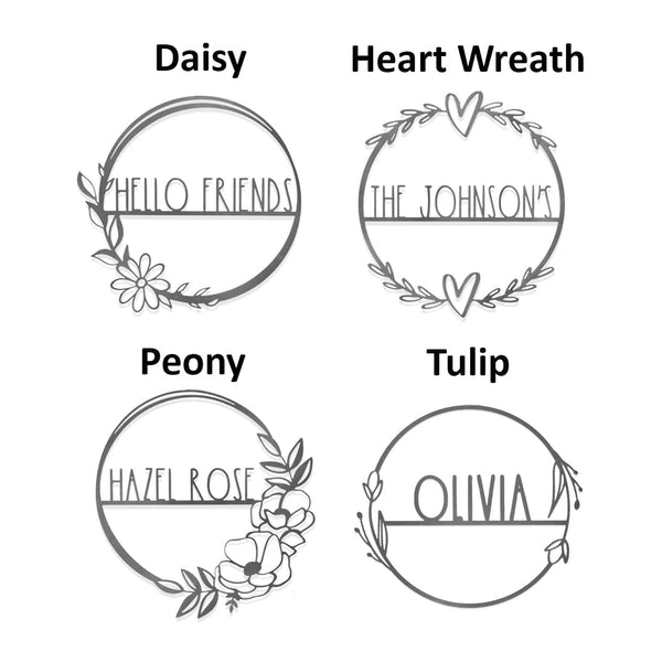 Rusted Orange Craftworks Co. Wreath & Floral Frames Flower Shop Collection - Personalized Family Custom Name Wall Sign for Wreath