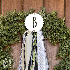 Rusted Orange Craftworks Co. Wreath & Floral Frames Monogram Wreath Badge - Customizable Wreath Accessories for Front Door