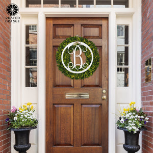 Rusted Orange Craftworks Co. Wreaths & Garlands 14" Single Letter Circle Monogram - Front Door Monogram Wreath Decor