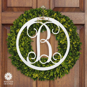 Rusted Orange Craftworks Co. Wreaths & Garlands 14" Single Letter Circle Monogram - Front Door Monogram Wreath Decor