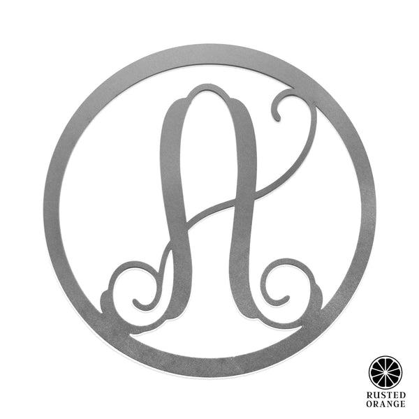 Rusted Orange Craftworks Co. Wreaths & Garlands 14" Single Letter Circle Monogram - Front Door Monogram Wreath Decor