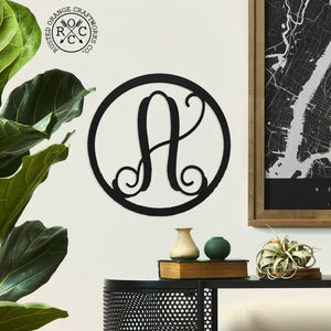 Rusted Orange Craftworks Co. Wreaths & Garlands 14" Single Letter Circle Monogram - Front Door Monogram Wreath Decor