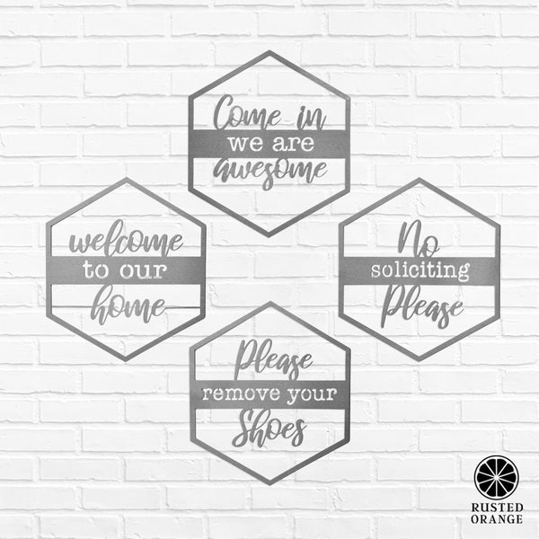 Rusted Orange Craftworks Co. Wreaths & Garlands Hexagon Door Greetings - Welcome to Our Home Modern Rustic Word Art