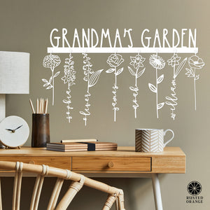 Rusted Orange Craftworks Co. XL Our Family Garden - Personalized Birth Month Flowers Family Name Sign Mother's Day Gift