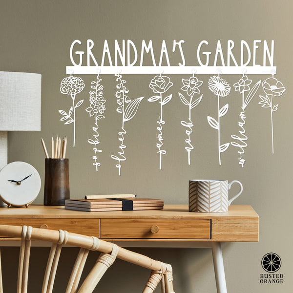 Rusted Orange Craftworks Co. XL Our Family Garden - Personalized Birth Month Flowers Family Name Sign Mother's Day Gift