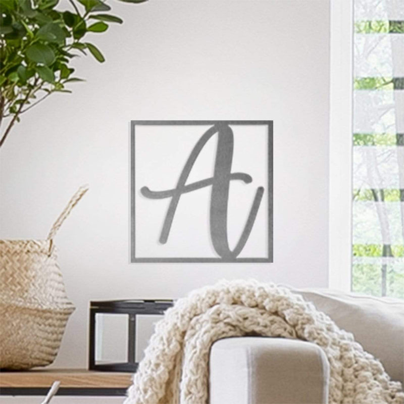 single letter monogram square style on wall