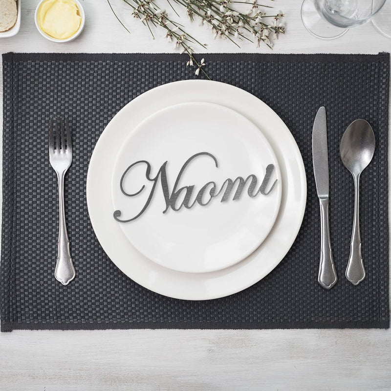 name sign on plate