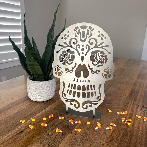 sugar skull standing on table