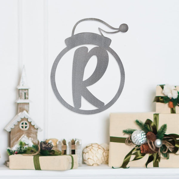 santa hat monogram on wall