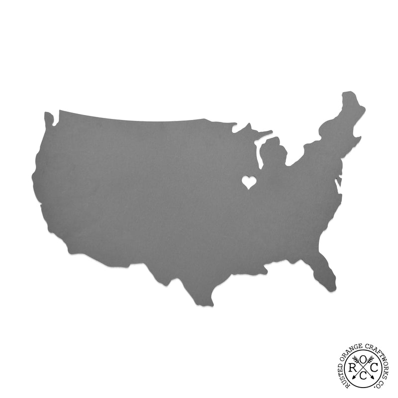 USA map with heart