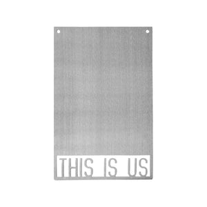 magnet board saying this is us