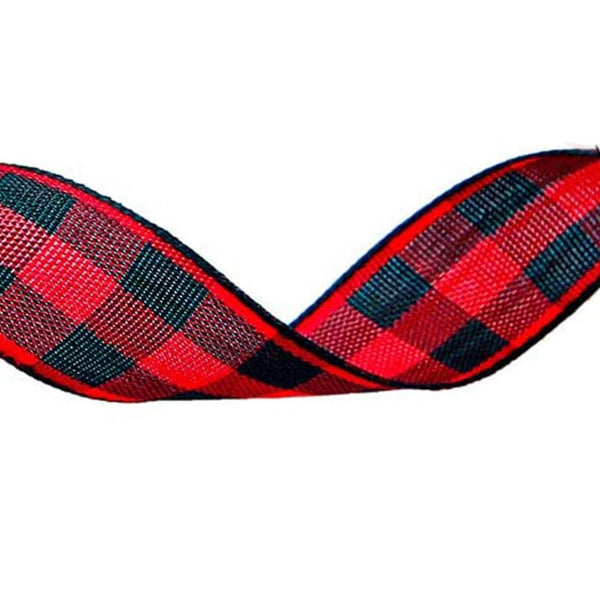 Rusted Orange Craftworks Co. 2 Feet / Red/Black Buffalo Check 3/8" Ribbon for Hanging Ornaments- Choose from 2 foot or 5 foot length