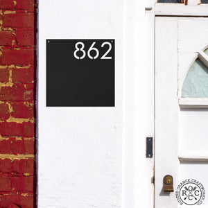 Rusted Orange Craftworks Co. Address Signs 8" / Black Powder Coat Whitehall Address - 3 Sizes - Personalized Address Plaque for Houses with Street Name