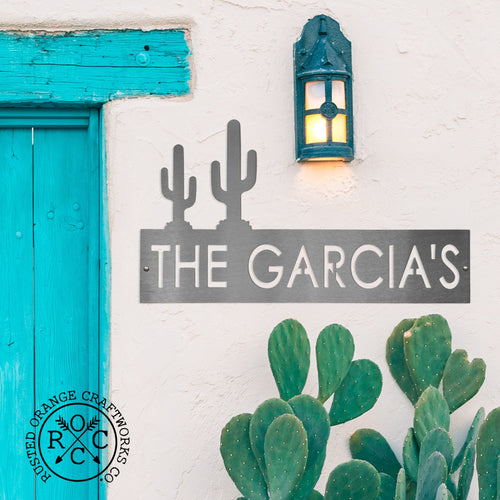 Rusted Orange Craftworks Co. Address Signs Cactus XL Landscape Address Plaque - 4 Styles - Circular Address Plaque for House Numbers