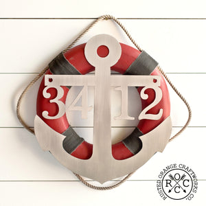 Anchor address sign on floaty wreath