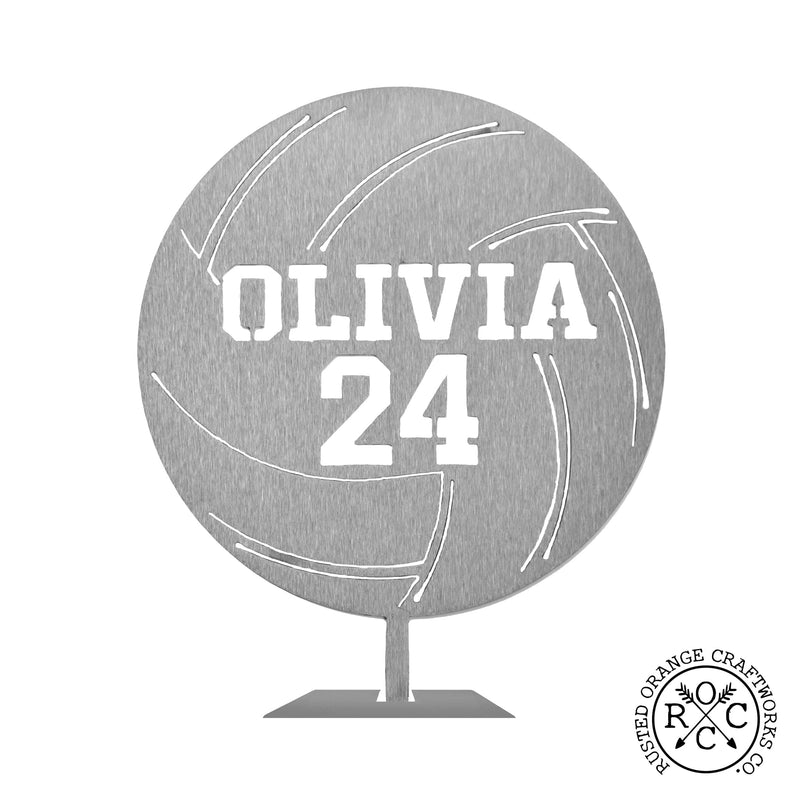 Rusted Orange Craftworks Co. Athletics Volleyball Custom Standing Sports Balls - 6 Styles - Metal Ball With Name and Player Number