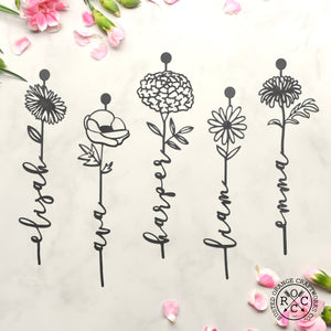 Custom name flowers on table