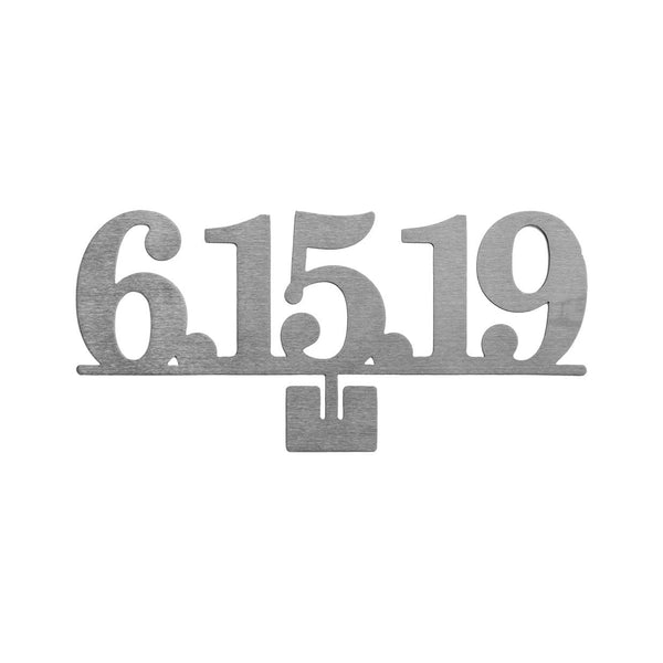 Metal sign with date 6/15/19 shown against white background.