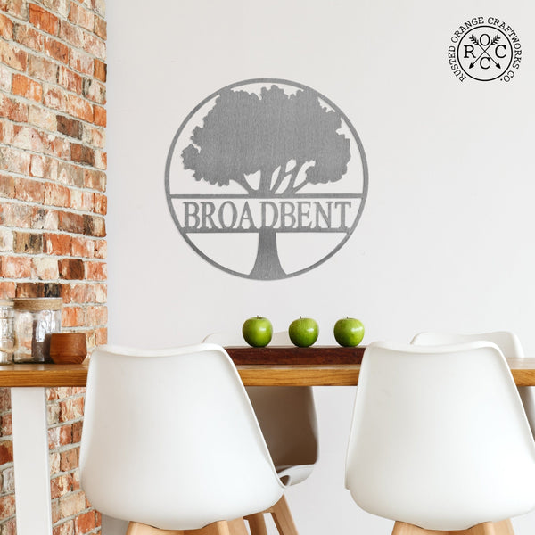 Rusted Orange Craftworks Co. Decor 14.5 inch Simple Family Tree - 3 Sizes - Tree Wall Decor Family Name Signs