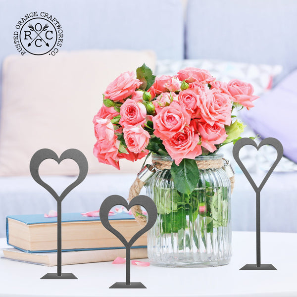 Rusted Orange Craftworks Co. Decor Silhouette 8" Stand-Up Hearts (Two Styles) - Romantic Date Night Decorations