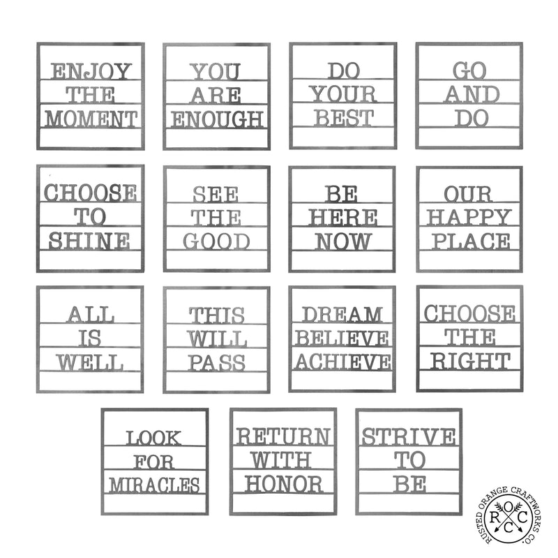 Rusted Orange Craftworks Co. Decorative Plaques 12" / Square My Mantra Signs - 15 Styles - Metal Inspirational Wall Quotes Decor