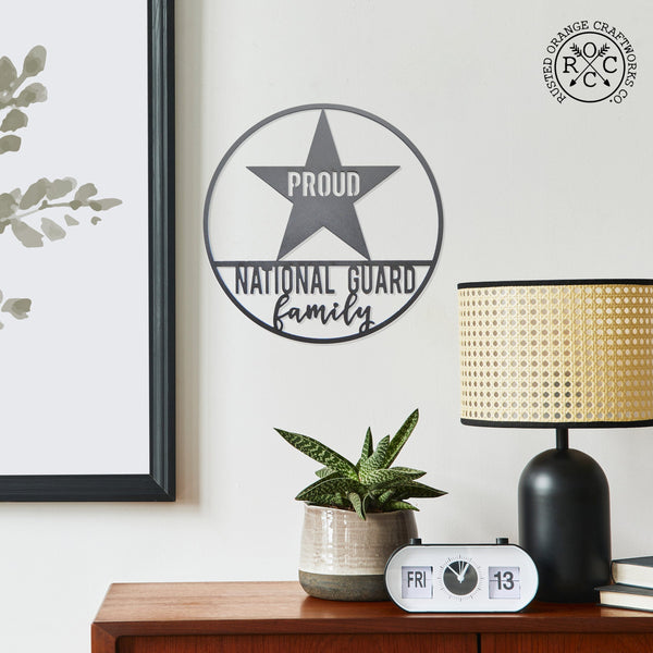 Rusted Orange Craftworks Co. Decorative Plaques National Guard / Circle / 12" Proud Military Family - 7 Styles - July 4th Patriotic Wall Decor America