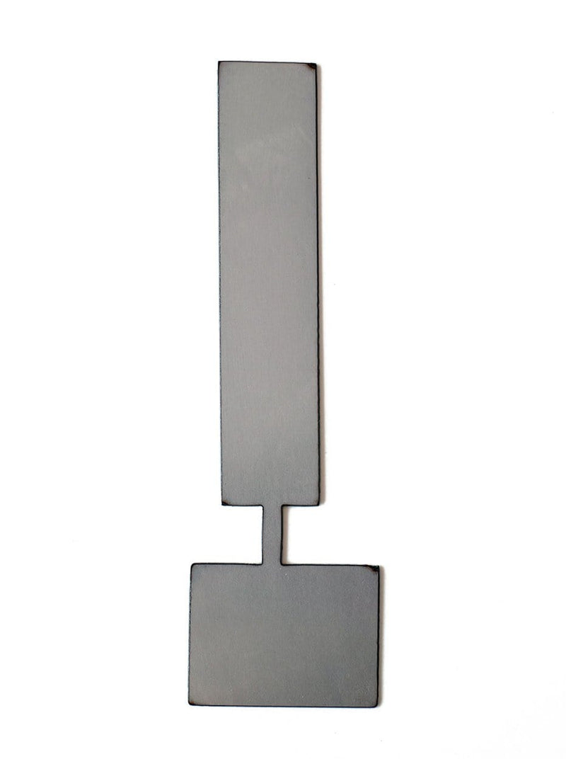 Metal letter I with tab on bottom for standing, shown against white background.