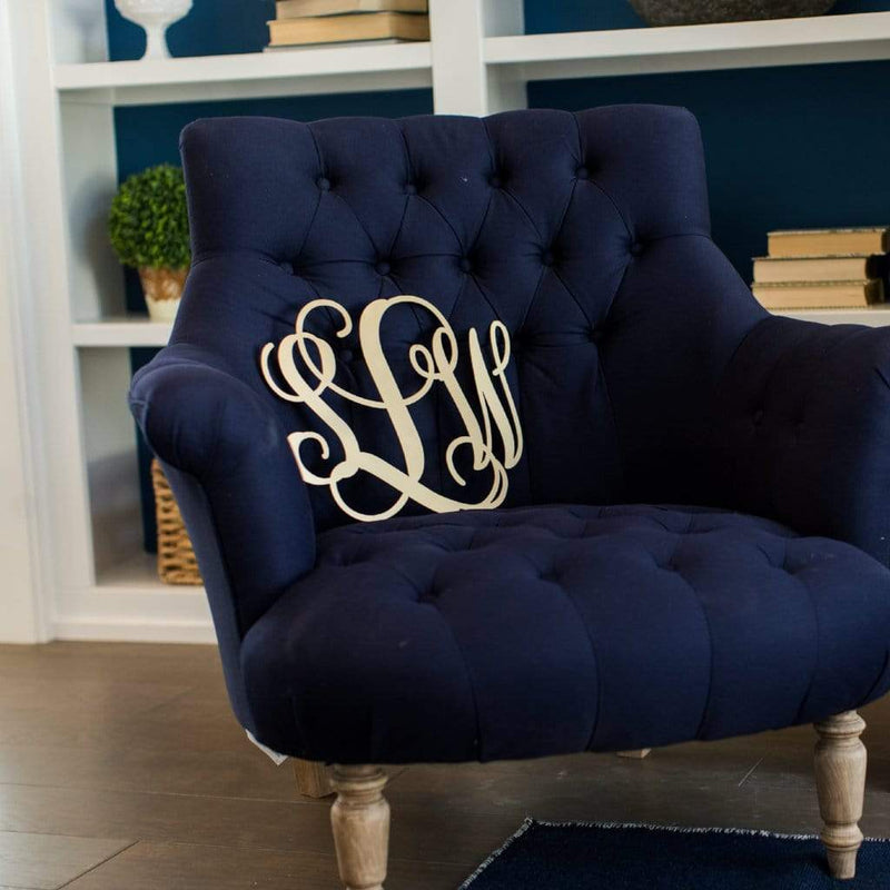 fancy letter monogram on chair