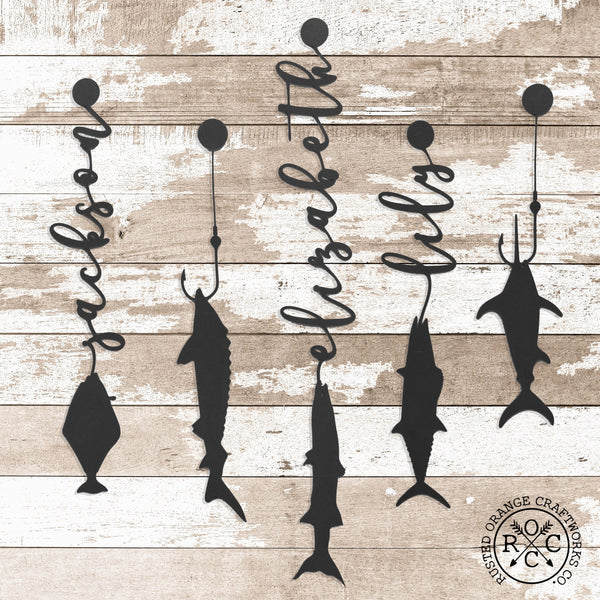 fish with names on table