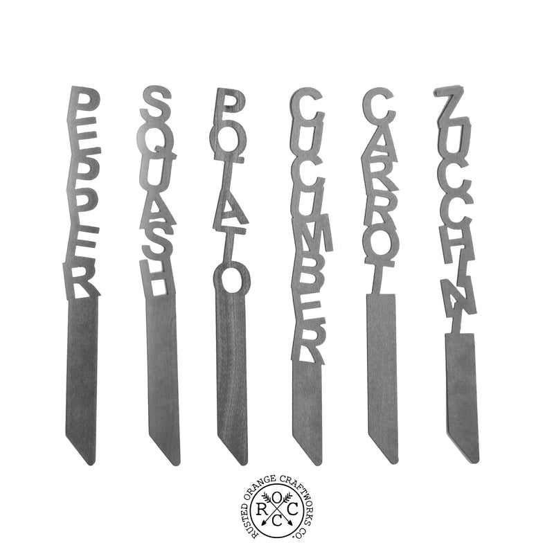 Rusted Orange Craftworks Co. Gardening Accessories Special Offer Set of 7 Spell It Out Garden Markers - Plant Label Tags Outdoor Garden Markers