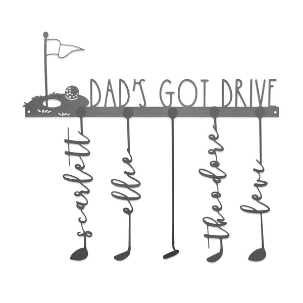 golf club signs with names on hanger