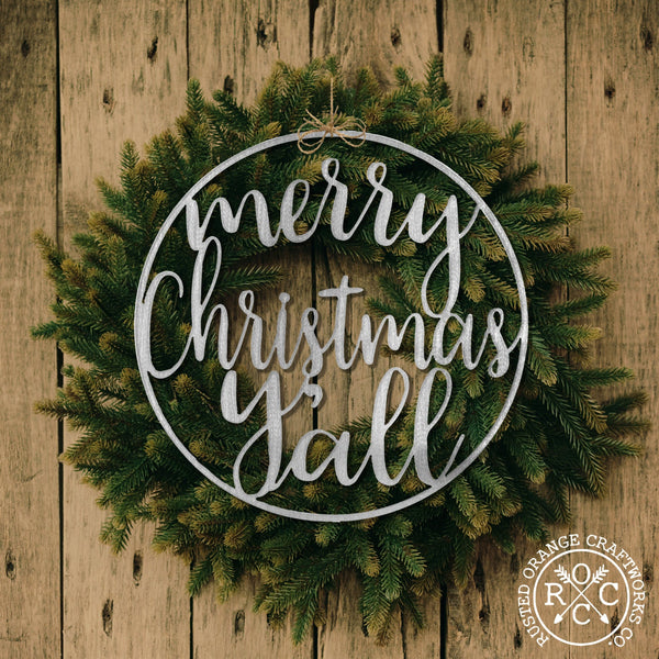 Rusted Orange Craftworks Co. Holiday Ornaments Winter Greeting Signs - Metal Christmas Wreath Decor