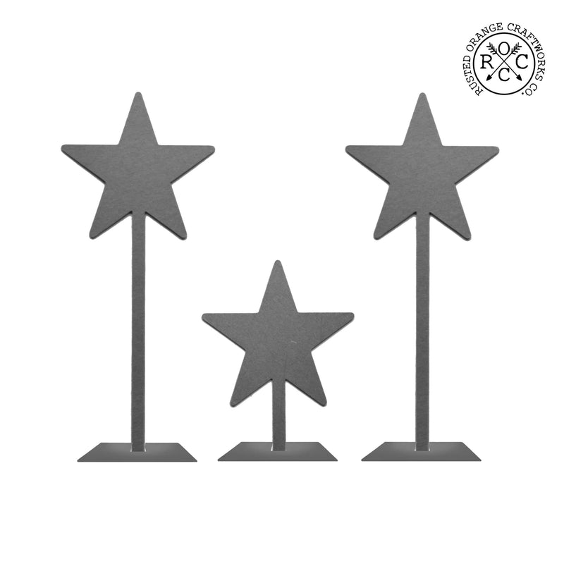 Rusted Orange Craftworks Co. Home & Garden 6" Stand Up Metal Stars (3 pk) - Decorative Metal Stars for Outside or Inside