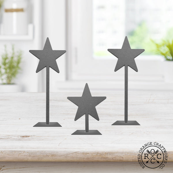 Rusted Orange Craftworks Co. Home & Garden 6" Stand Up Metal Stars (3 pk) - Decorative Metal Stars for Outside or Inside