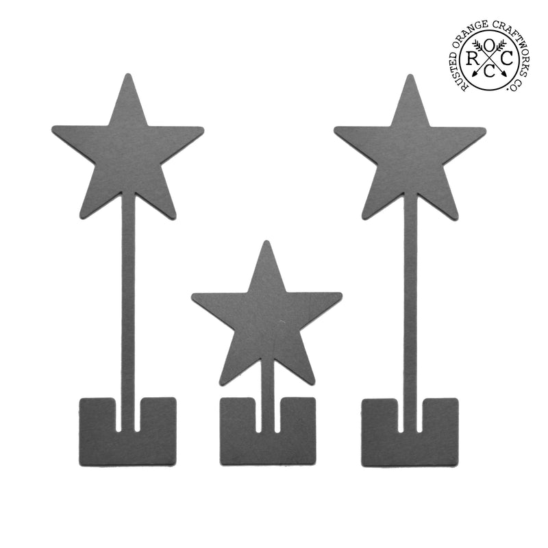 Rusted Orange Craftworks Co. Home & Garden 6" Stand Up Metal Stars (3 pk) - Decorative Metal Stars for Outside or Inside