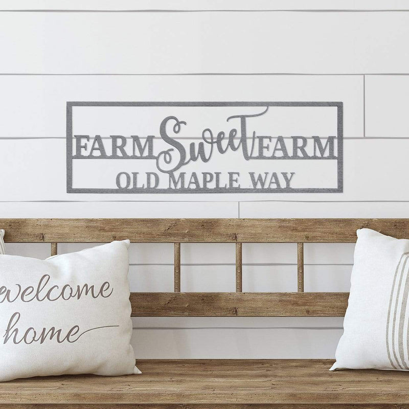 farm sweet farm sign on wall