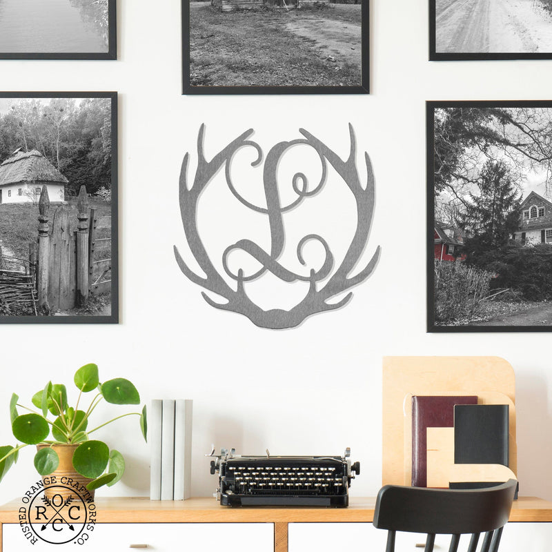 Rusted Orange Craftworks Co. Hunting Antler Single Letter Monogram - Personalized Deer Antler Wall Decor