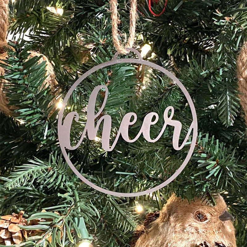 cheer ornament on christmas trees
