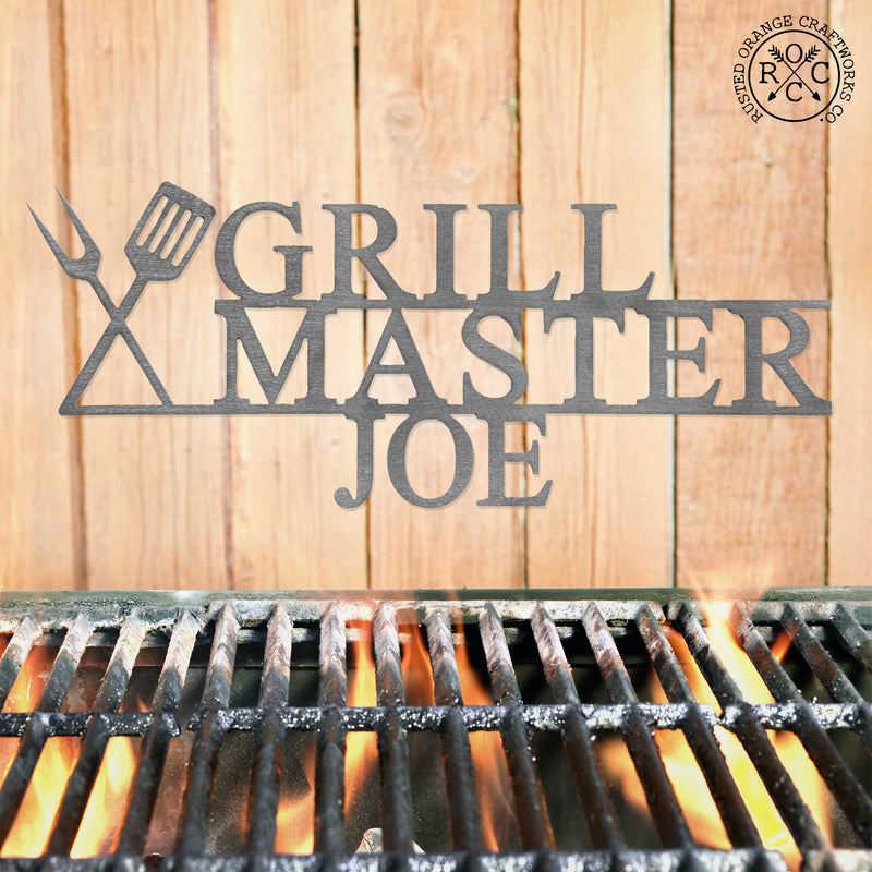 Grill master plaque above grill