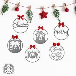 merry and bright ornament set on wall