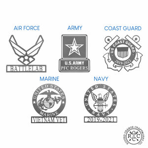 Rusted Orange Craftworks Co. Military Uniforms Special Offer Military Personalized Plaques