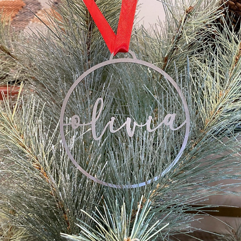 Personalized Name and Year Clear Ornament