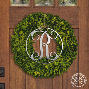 Rusted Orange Craftworks Co. Name Plates 10" Single Letter Circle Monogram - 3 Styles - Custom Monogram Door Hanger