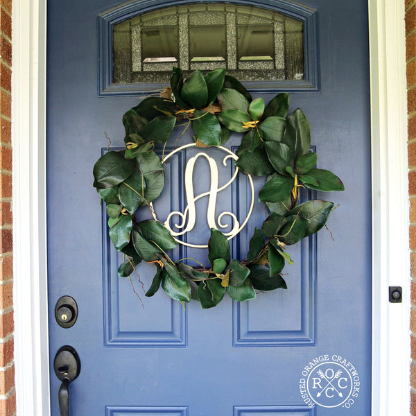 Rusted Orange Craftworks Co. Name Plates 10" Single Letter Circle Monogram - 3 Styles - Custom Monogram Door Hanger
