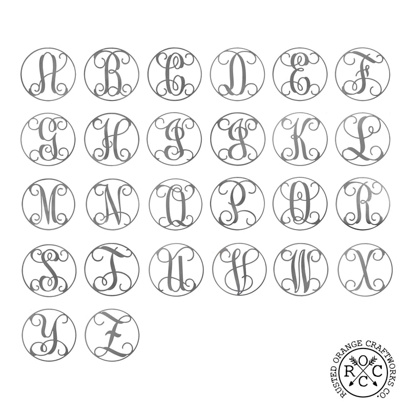 Rusted Orange Craftworks Co. Name Plates 10" Single Letter Circle Monogram - 3 Styles - Custom Monogram Door Hanger