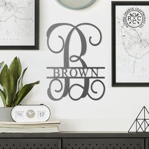 Rusted Orange Craftworks Co. Name Plates 16" Fancy Letter Monogram - Custom Metal Family Sign House Name Plates