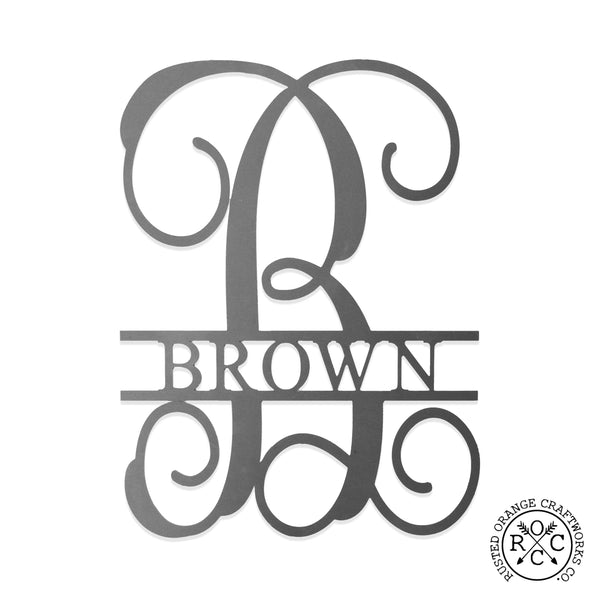 Rusted Orange Craftworks Co. Name Plates 16" Fancy Letter Monogram - Custom Metal Family Sign House Name Plates