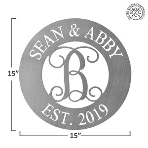 Rusted Orange Craftworks Co. Name Plates Nom Royale Monogram - Wedding Gift and Anniversary Gift for Couple Steel