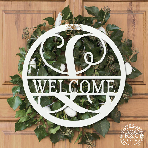 Rusted Orange Craftworks Co. Name Plates Thick Border Circle Monogram - Personalized Name Signs for Home Decor