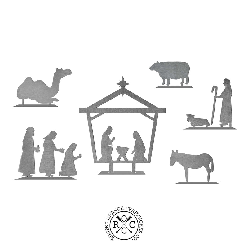 RUSTED ORANGE Innkeeper's Key Set of 6 Birth of Christ Ornaments
